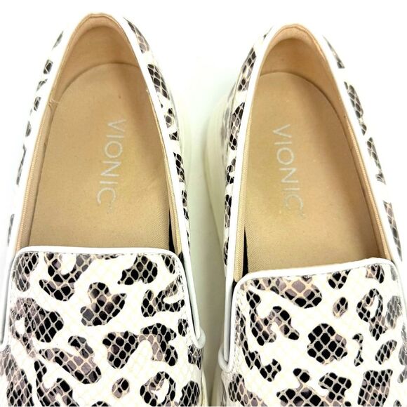 Vionic DINORA Leopard Print Grid Patent Platform Slip On Orthotic Sneakers - Picture 7 of 16